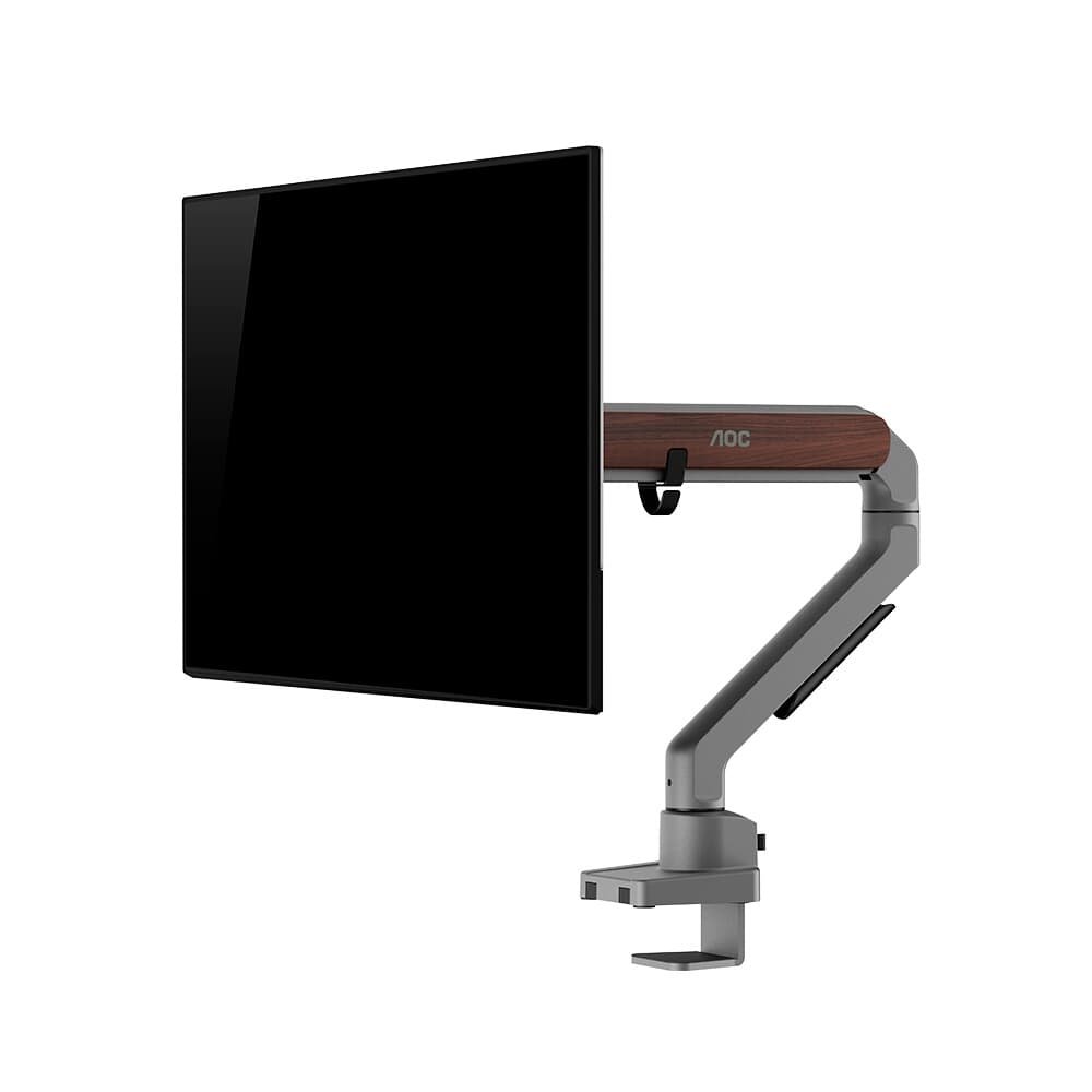 Imagem 7 de 12 do produto Suporte de Mesa para Monitor de 17" a 32" AOC AM200, Ajustes com Mola Mecânica, Cinza e Madeira - AM200H3