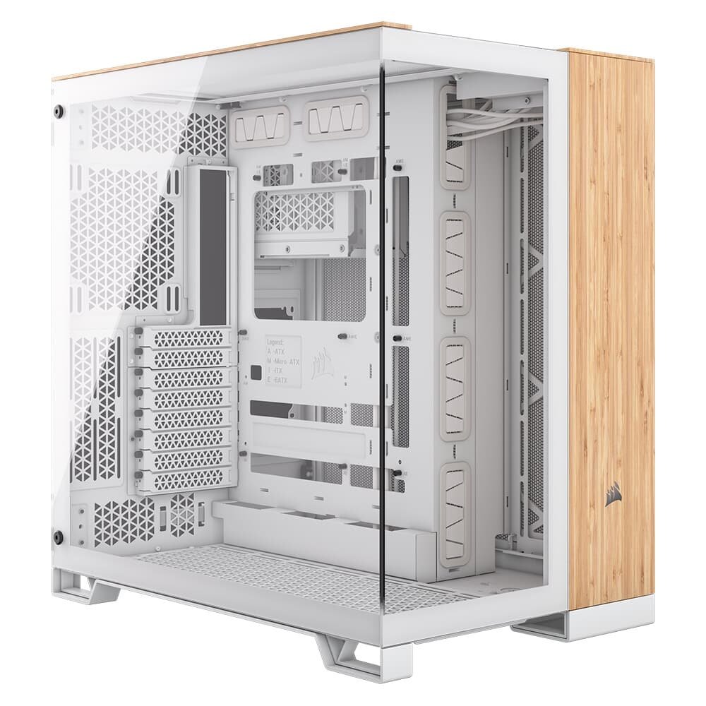 Gabinete Gamer CORSAIR 6500X Mid Tower, Lateral em Vidro, Branco e Amadeirado - CC-9011284-WW