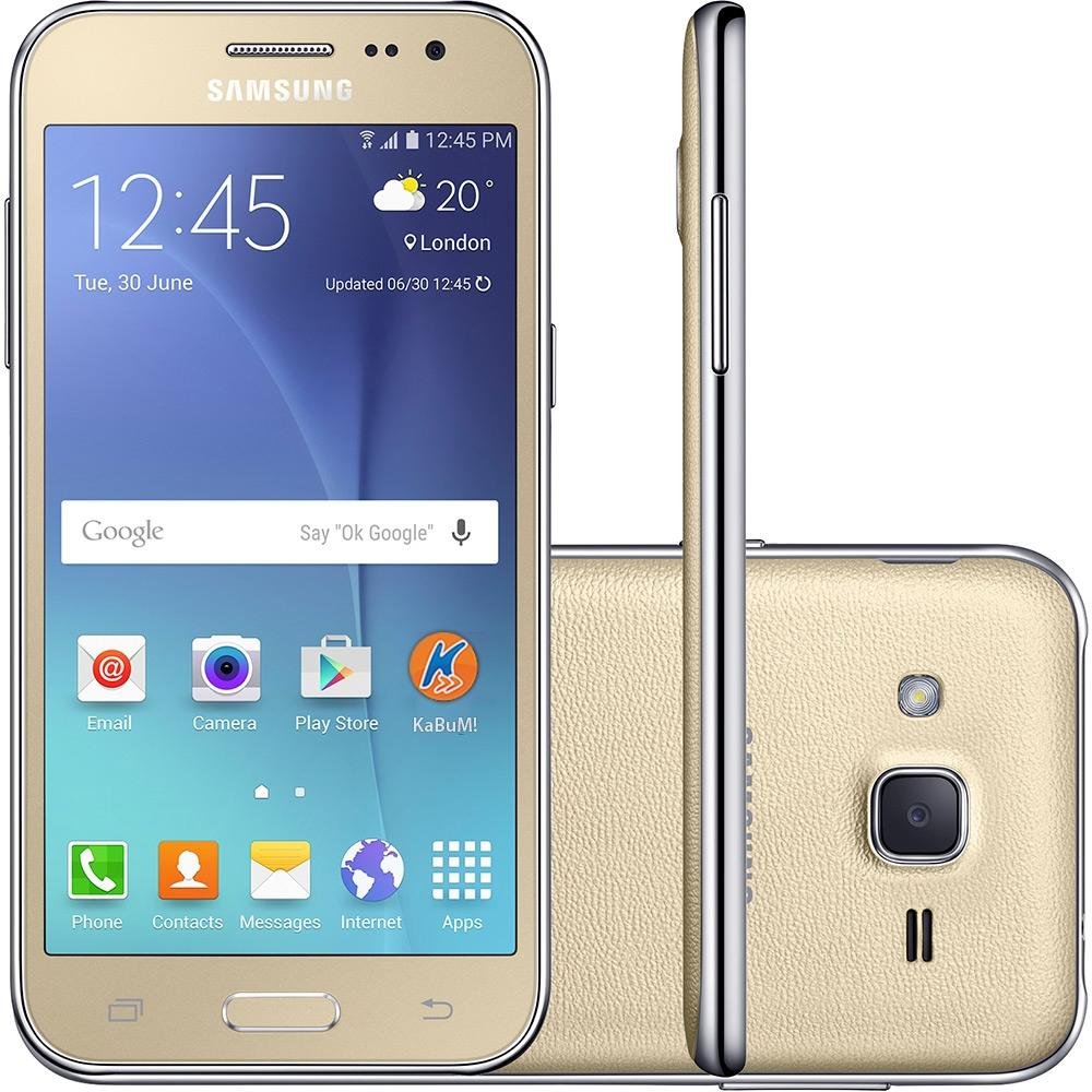 Smartphone Samsung Galaxy J2 Duos TV, Quad Core 1.3Ghz, Android 5.1, Tela 4.7´, 8GB, 5MP, 4G, Desbloqueado - Dourado Smartphone Samsung Galaxy J2 Duos TV, Quad Core 1.3Ghz, Android 5.1, Tela 4.7´, 8GB, 5MP, 4G, Desbloqueado - Dourado