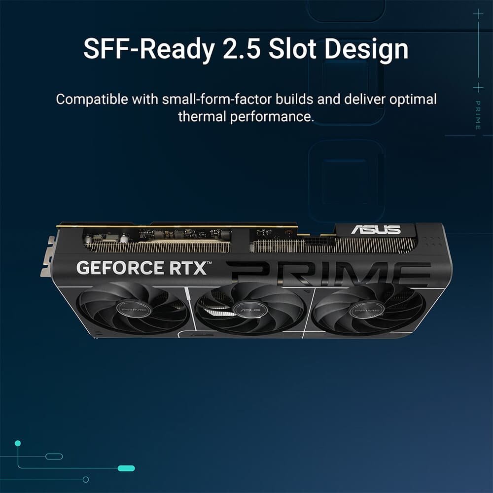 Imagem 2 de 19 do produto Placa de Vídeo ASUS RTX 5080 PRIME OC 16G NVIDIA GeForce, 16GB, GDDR7, G-Sync, Ray Tracing, DLSS 4, HDR - 90YV0LX0-M0NA00