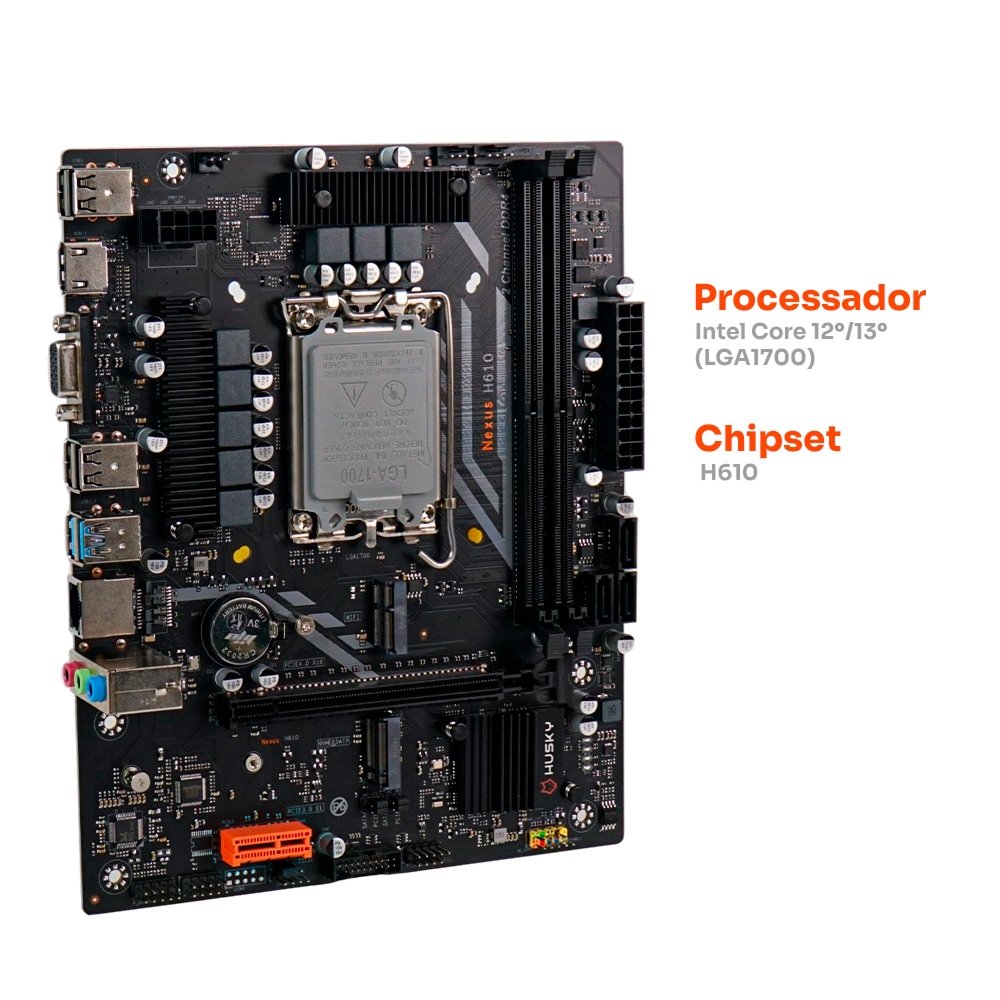 Placa-Mãe Balão.info Nexus H610, LGA 1700, 12ª/13ª Gen, M.2 NVMe/SATA, DDR4 3200MHz, Micro-ATX, HDMI/VGA - HPM610 - view 3