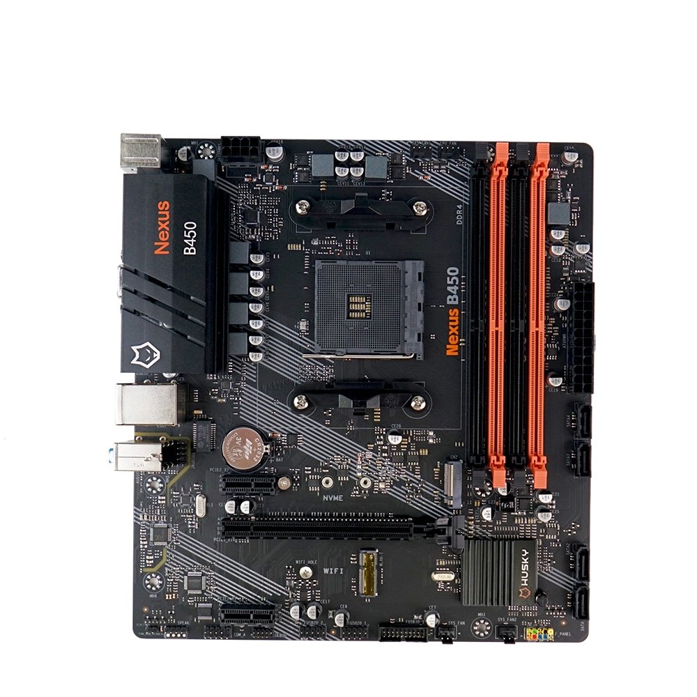 Imagem 2 de 6 do produto Placa-Mãe Husky Nexus B450, M.2 NVMe, DDR4 3200MHz, Ryzen 5000/3000/2000, Micro-ATX, 64GB Dual Channel - HPM450