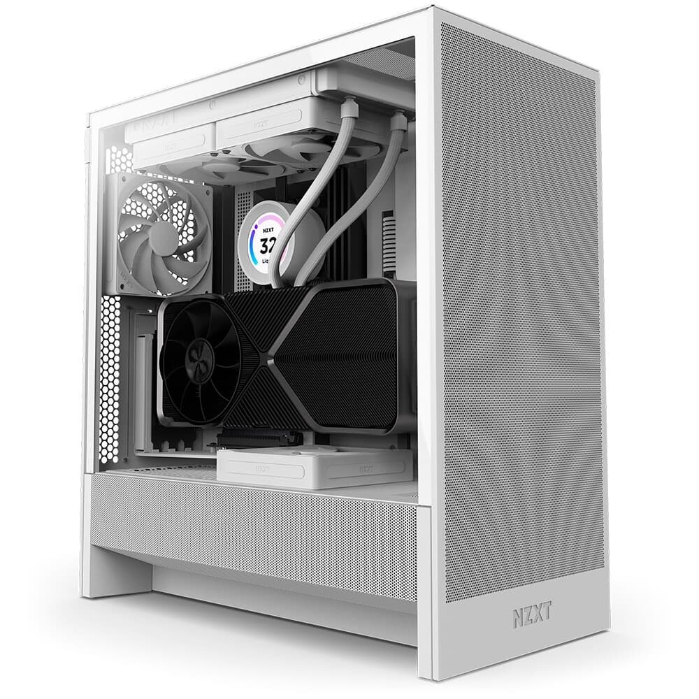 Gabinete NZXT H5 Flow, Mid-Tower, ATX, Lateral em Vidro, Branco - CC-H52FW-01