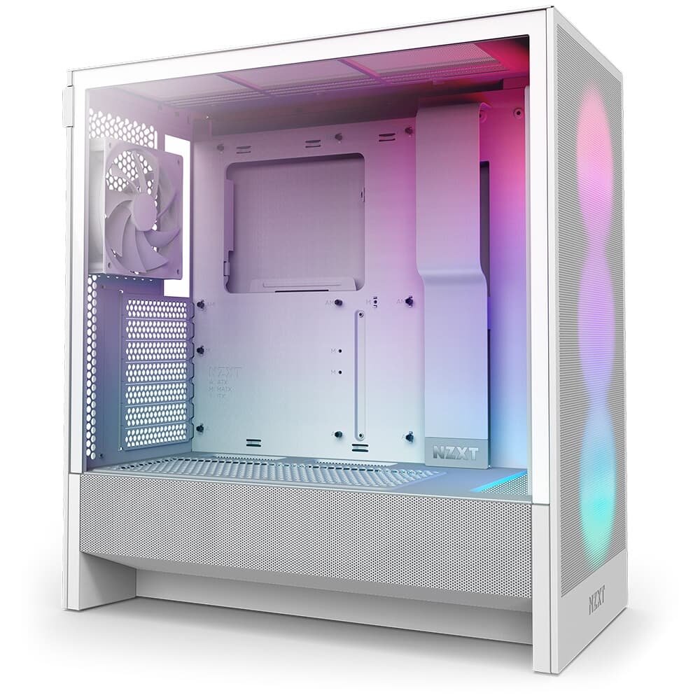 Imagem 4 de 13 do produto Gabinete NZXT H5 Flow, Quadro Único RGB, até 360mm, Mid-Tower, ATX, Lateral em Vidro, Branco - CC-H52FW-R1