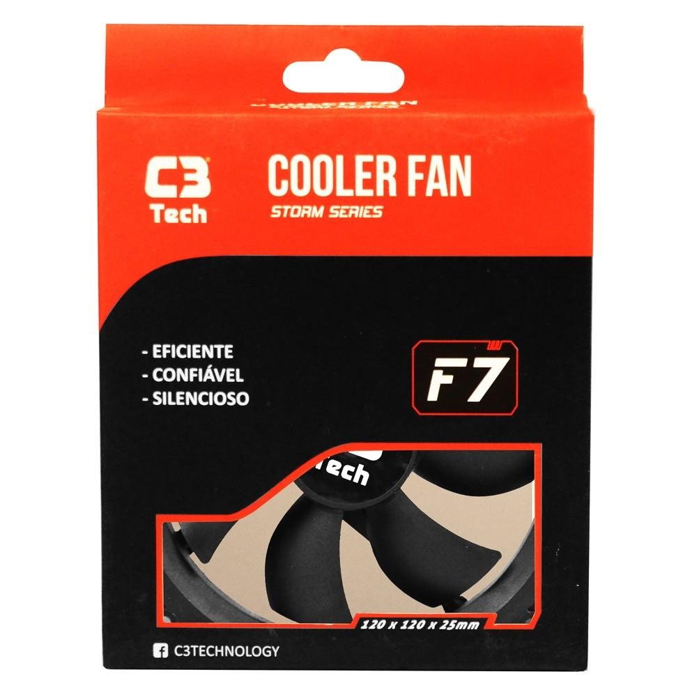 Ventoinha C3Tech F7-100, 120mm, Preto - STORM F7-100BK