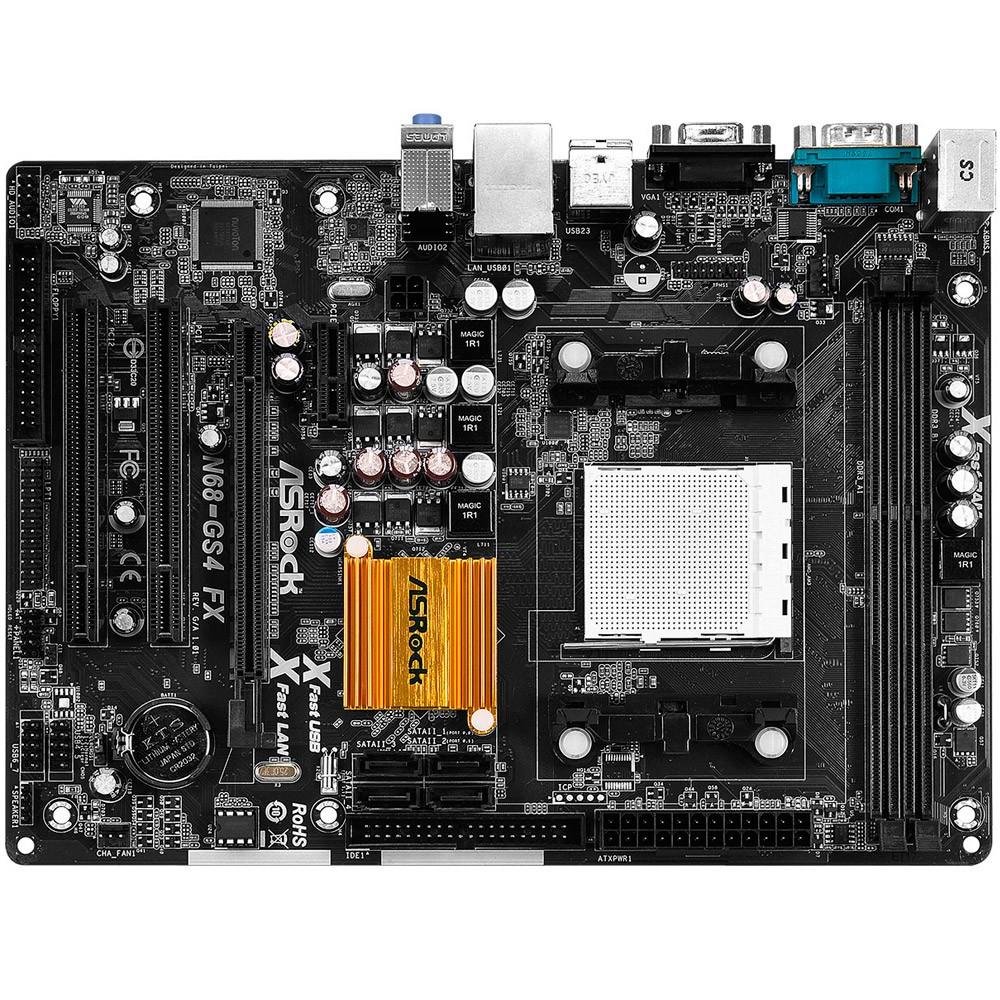Placa-Mãe ASRock p/ AMD AM3+ mATX N68-GS4 FX, D-Sub, 2 x PCI Slots, 1 x PCI Express x16, 1 x PCI Express x1
