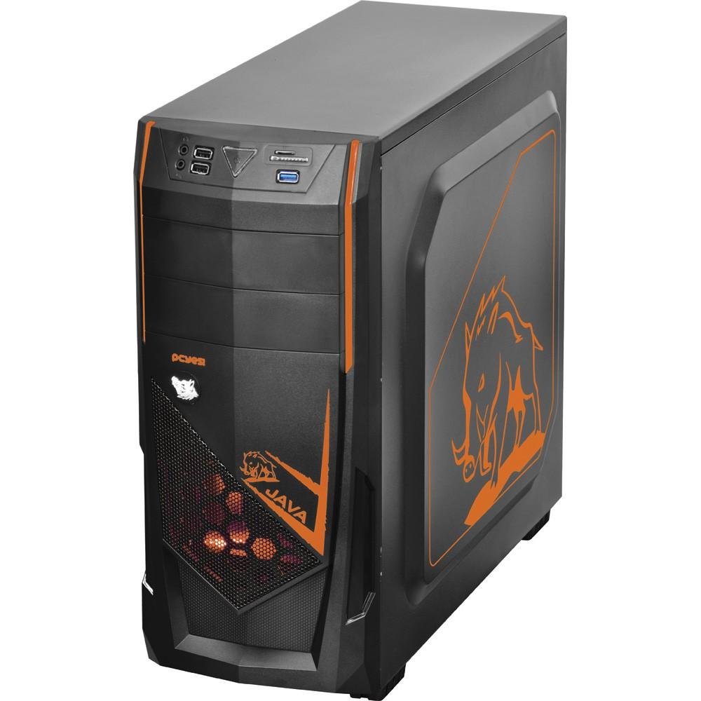 Imagem 3 de 7 do produto Gabinete Gamer PCYES mid-tower Java Laranja com 2 fans LED Laranja Lateral em acrílico - JAVAPTOLR2FCA