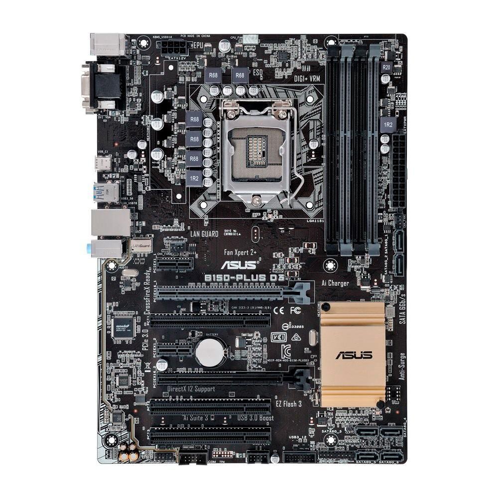 Imagem 3 de 5 do produto Placa-Mãe ASUS p/ Intel LGA 1151 ATX B150-PLUS D3, 4xDDR3, DVI/VGA, 5X Protection, USB 3.0 Tipo C, CrossfireX, Áudio Gaming