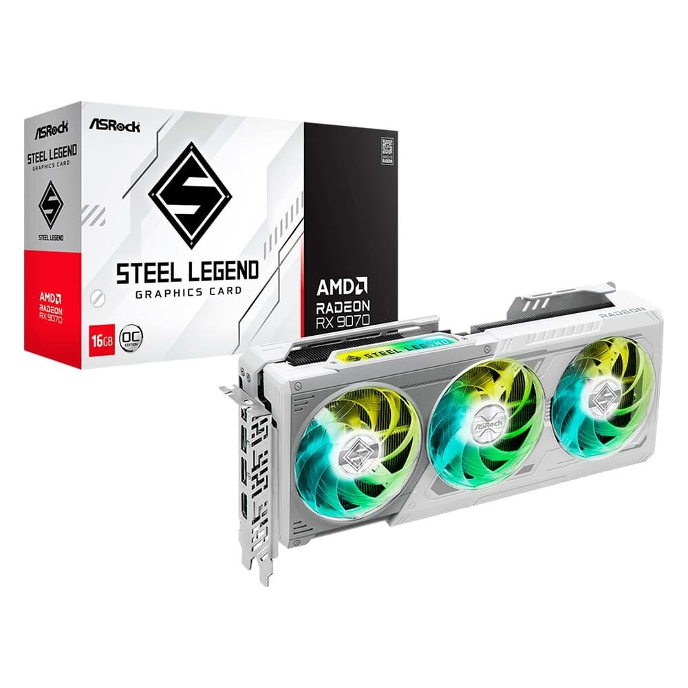 Placa de Vídeo ASRock RX 9070 Steel Legend OC AMD Radeon, 16GB, GDDR6, FidelityFX, RDNA - 90-GA5EZZ-00UANF Placa de Vídeo ASRock RX 9070 Steel Legend OC AMD Radeon, 16GB, GDDR6, FidelityFX, RDNA - 90-GA5EZZ-00UANF