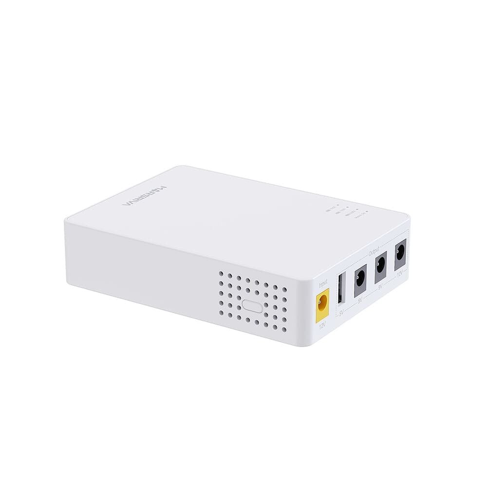 Mini Nobreak Marsriva KP3, 18W, 3 saídas DC, USB, 10.000mAh, Branco