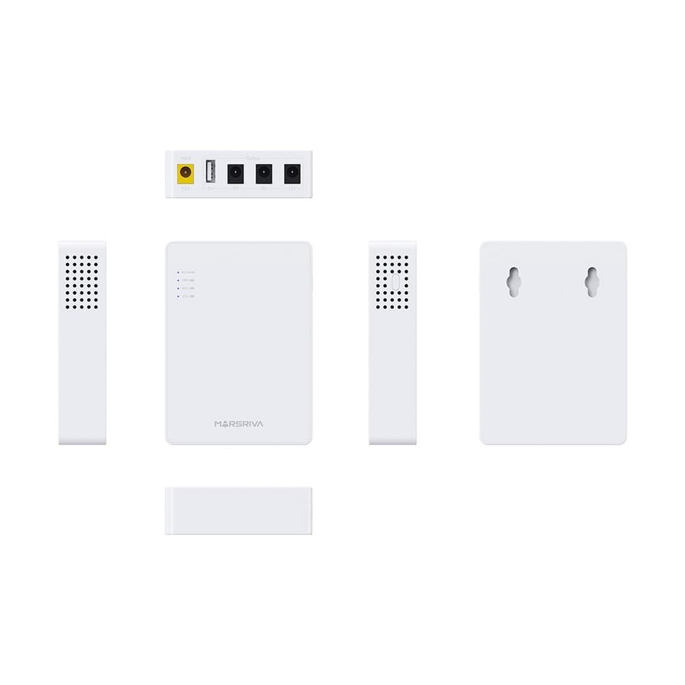 Mini Nobreak Marsriva KP3, 18W, 3 saídas DC, USB, 10.000mAh, Branco Mini Nobreak Marsriva KP3, 18W, 3 saídas DC, USB, 10.000mAh, Branco