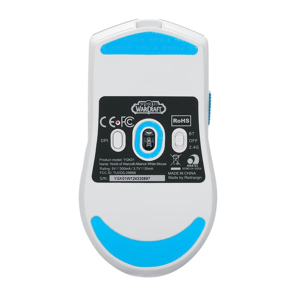 Imagem 6 de 6 do produto Mouse Gamer Sem Fio Redragon King Pro Aliança Do World Of Warcraft, até 26000DPI, Bluetooth e USB Tipo-C, Branco - 6975763145166