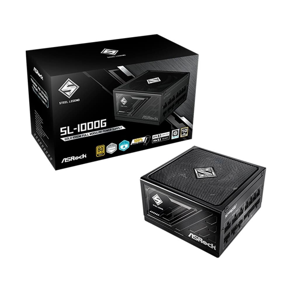 Fonte ASRock Steel Legend 1000G, 1000W, 80 PLUS, Gold, Full Modular, Preto - 90-UXS100-GFBAAA