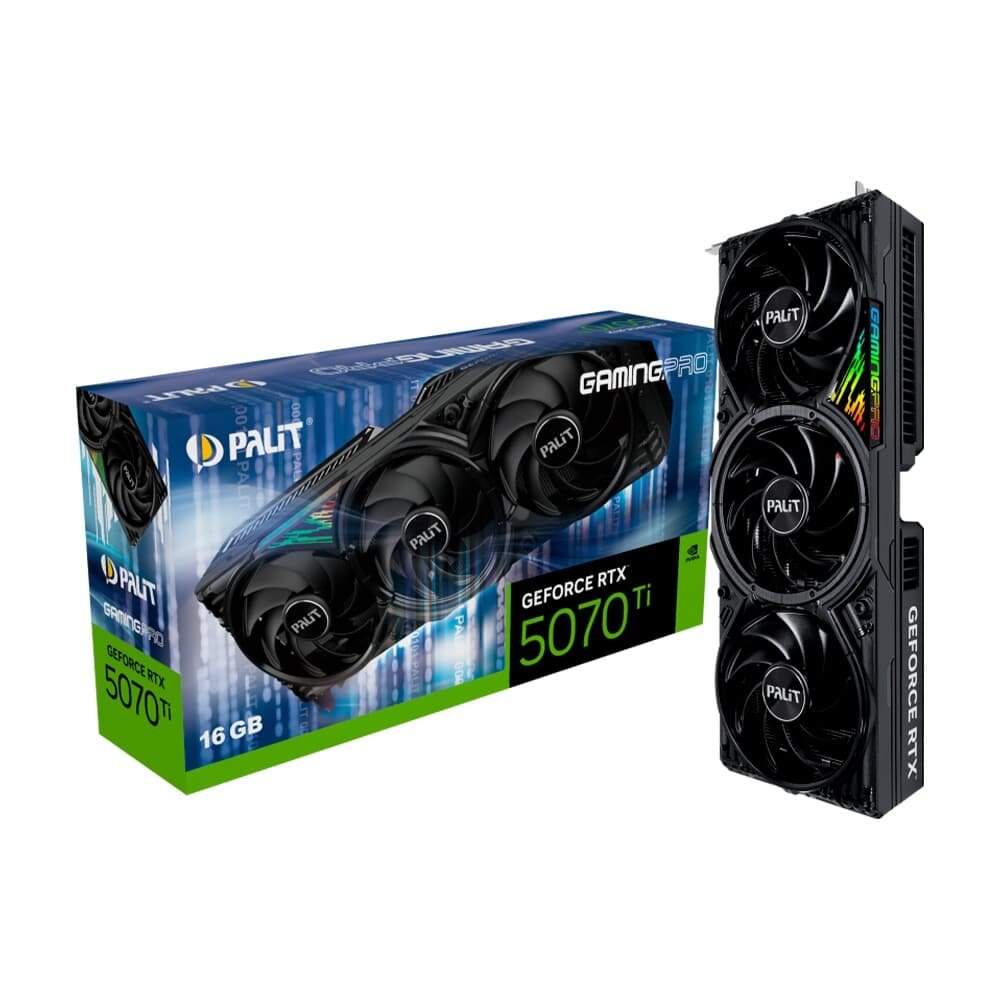 Placa de Vídeo Palit RTX 5070 Ti GamingPro NVIDIA GeForce, 16GB, GDDR7, ARGB SYNC EVO, G-Sync, Ray Tracing, DLSS 4 - NE7507T019T2-GB2031A Placa de Vídeo Palit RTX 5070 Ti GamingPro NVIDIA GeForce, 16GB, GDDR7, ARGB SYNC EVO, G-Sync, Ray Tracing, DLSS 4 - NE7507T019T2-GB2031A