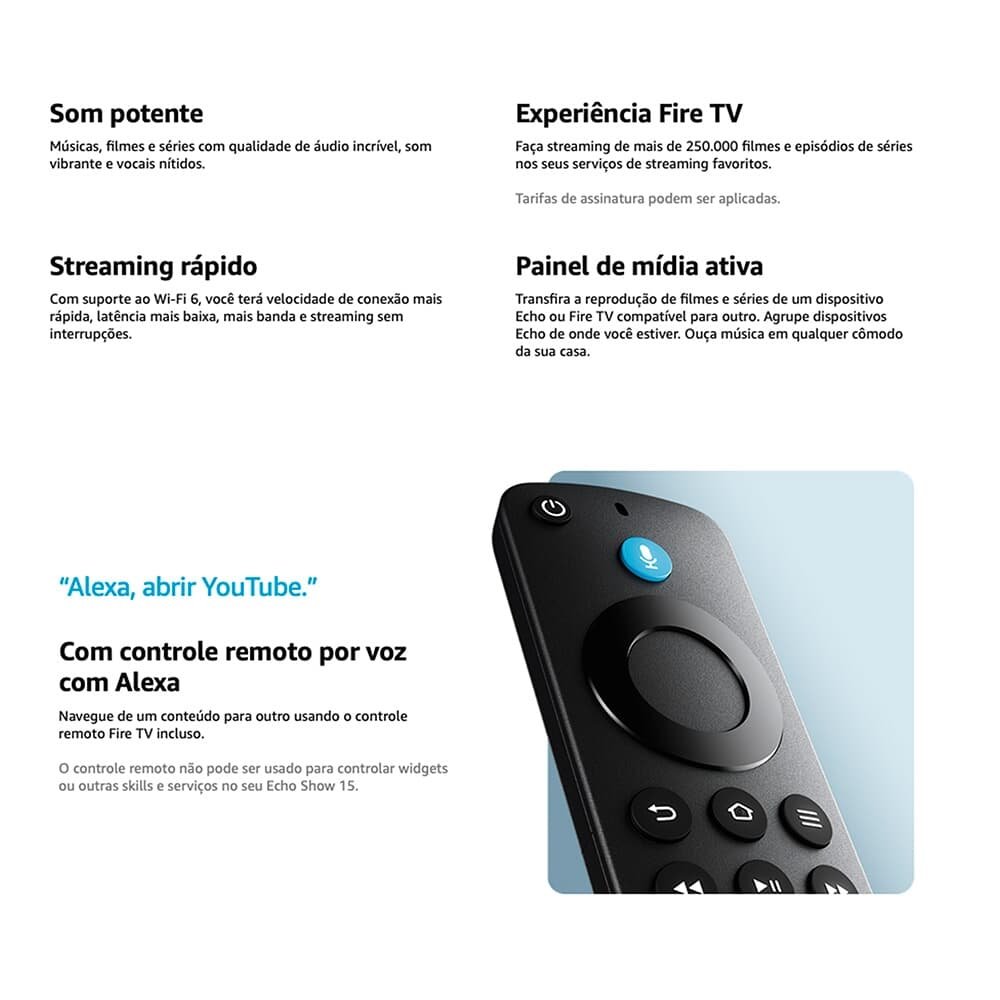 Echo Show 15 2° Geração Amazon, Full HD de 15,6, com Alexa, Firet Tv, Controle Remoto por voz, Câmera 13 MP, Preto - B0C7XPTW5K - view 5