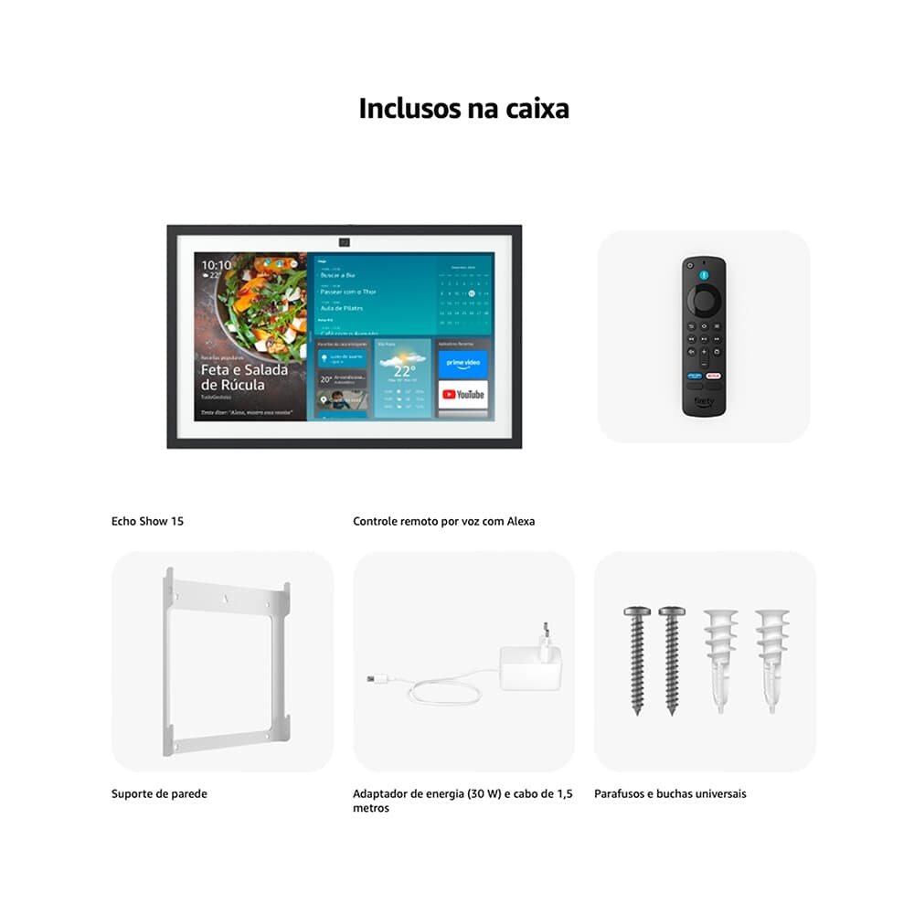 Echo Show 15 2° Geração Amazon, Full HD de 15,6, com Alexa, Firet Tv, Controle Remoto por voz, Câmera 13 MP, Preto - B0C7XPTW5K - view 7