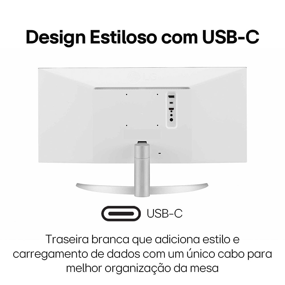"Monitor Gamer LG 29"", FHD, UltraWide, 100Hz, 1ms, IPS, USB-C, Som Integrado - 29WQ600B-W.AWZM" - view 5