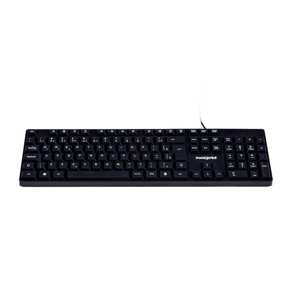 Teclado Maxprint OFFICEEASY , Multimidia por FN, USB 2.0, ABNT2, Preto - 60000153