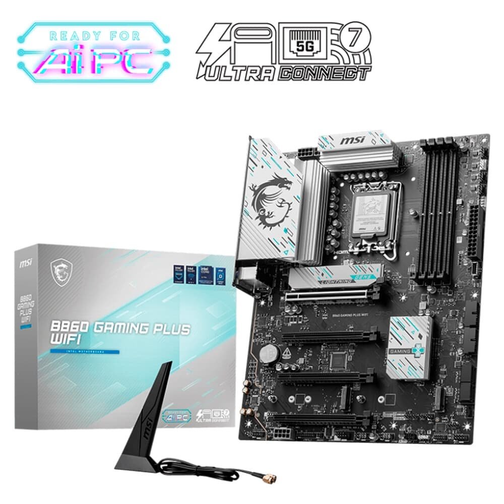 Imagem 5 de 5 do produto Placa Mãe MSI B860 GAMING PLUS WIFI, Intel, ATX, DDR5 UDIMM, Wi-Fi 7, Preto - B860GPLUSWIFI