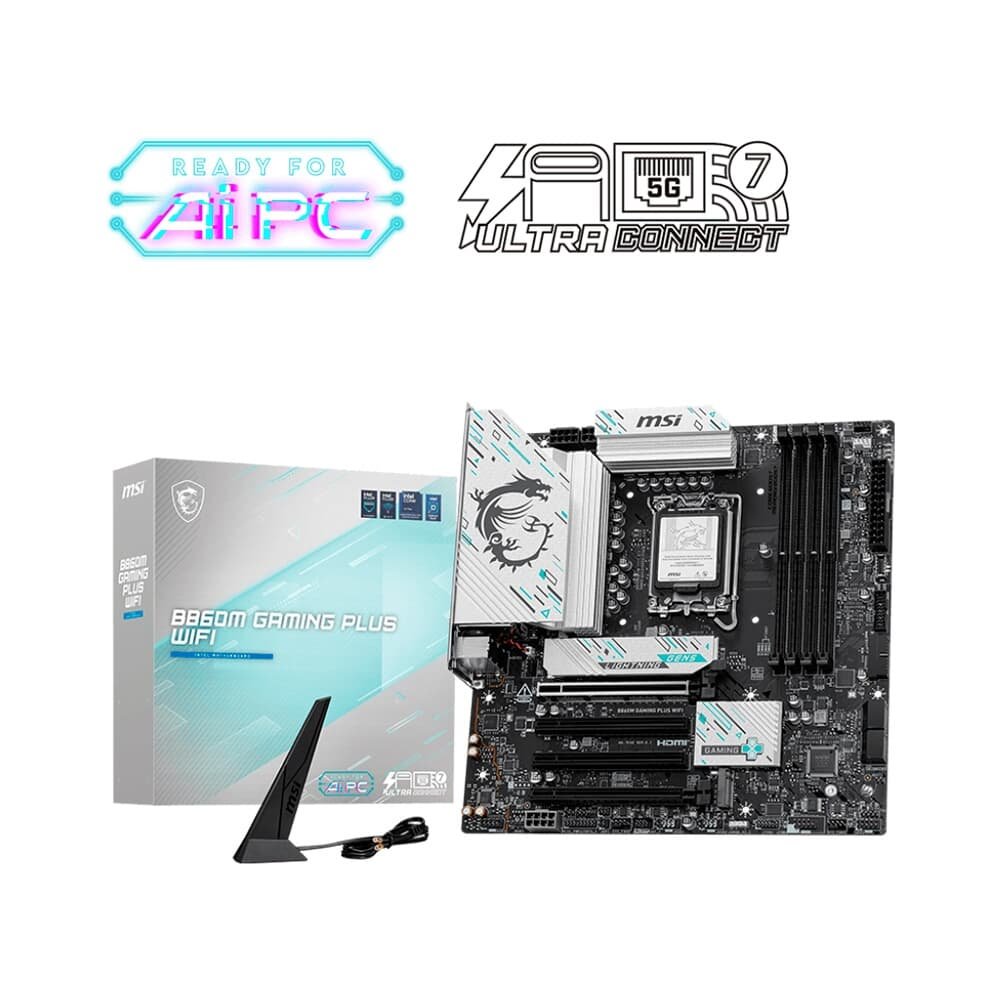 Placa Mãe MSI B860M GAMING PLUS WIFI, Intel, mATX, DDR5 UDIMM, Wi-Fi 7, Preto - B860MGPW - view 5