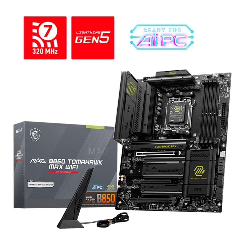 Placa Mãe MSI MAG B850 TOMAHAWK MAX WIFI, AMD, Socket AM5, ATX, DDR5 UDIMM, Wi-Fi 7, Preto - B850TMAHAWKWIFIMAX - view 5
