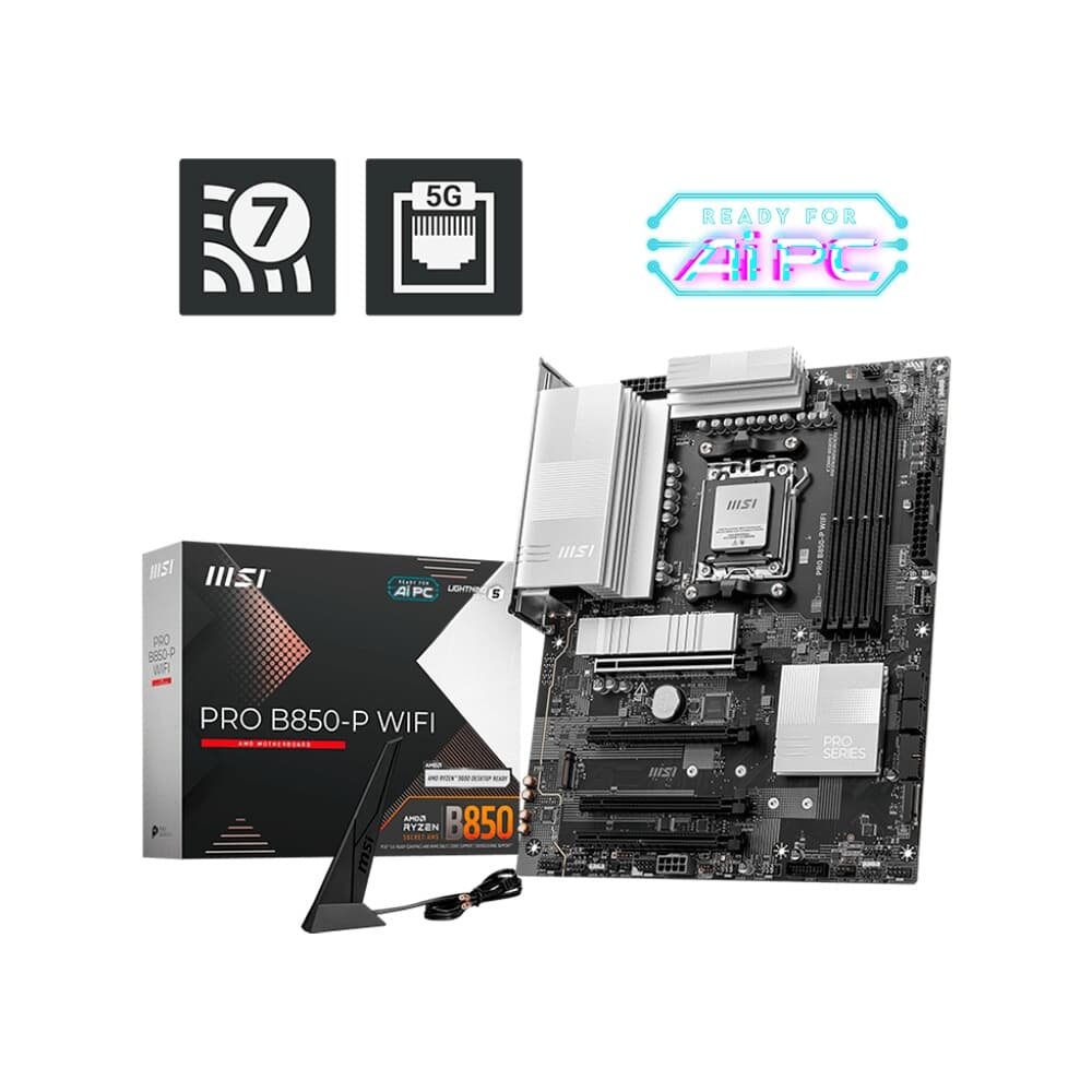 Placa Mãe MSI PRO B850-P WIFI, AMD, Socket AM5, ATX, DDR5 UDIMM, Wi-Fi 7, Preto - PROB850PWIFI 9