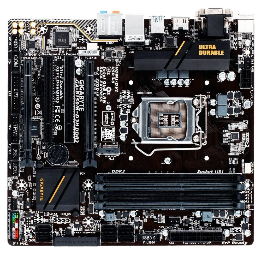 Imagem 4 de 4 do produto Placa-Mãe Gigabyte GA-B150M-D3H, Intel LGA 1151, mATX, DDR3
