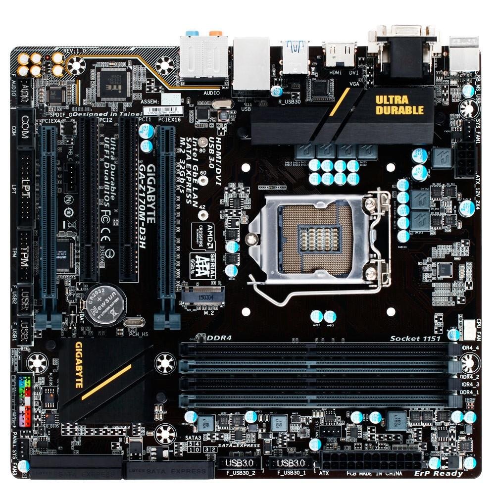 Placa-Mãe Gigabyte GA-Z170M-D3H, Intel LGA 1151, mATX, DDR4