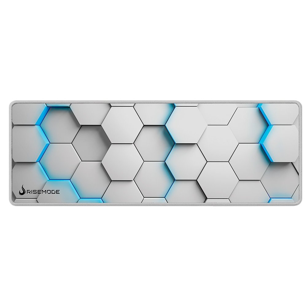 Mousepad Gamer Rise Mode 3D 01, Estendido 900x300mm, Borda Costurada, Branco - RM-MP-3D1-W Mousepad Gamer Rise Mode 3D 01, Estendido 900x300mm, Borda Costurada, Branco - RM-MP-3D1-W