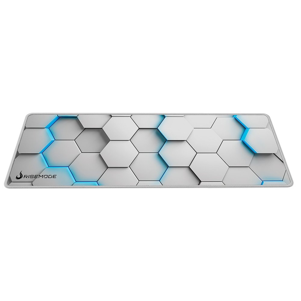 Mousepad Gamer Rise Mode 3D 01, Estendido 900x300mm, Borda Costurada, Branco - RM-MP-3D1-W Mousepad Gamer Rise Mode 3D 01, Estendido 900x300mm, Borda Costurada, Branco - RM-MP-3D1-W