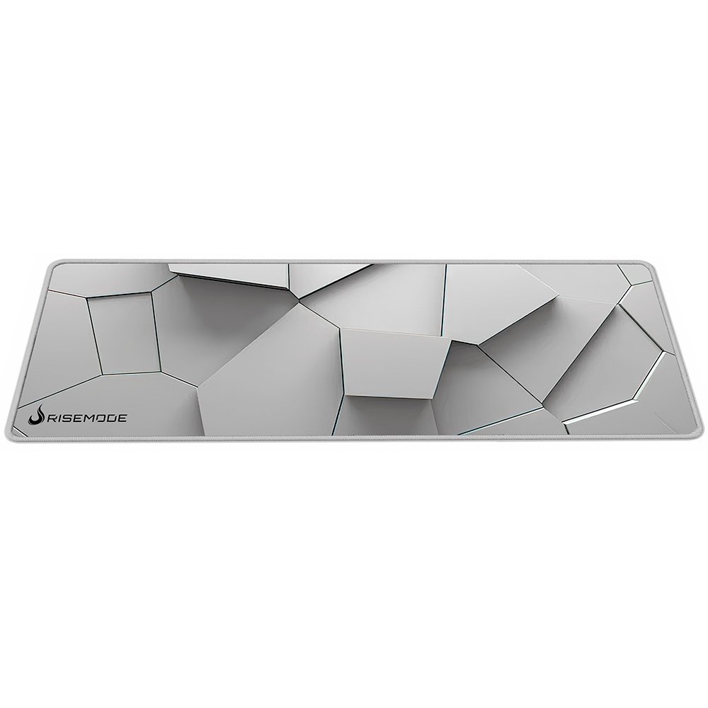Mousepad Gamer Rise Mode 3D 02, Estendido 900x300mm, Borda Costurada, Branco - RM-MP-3D2-W