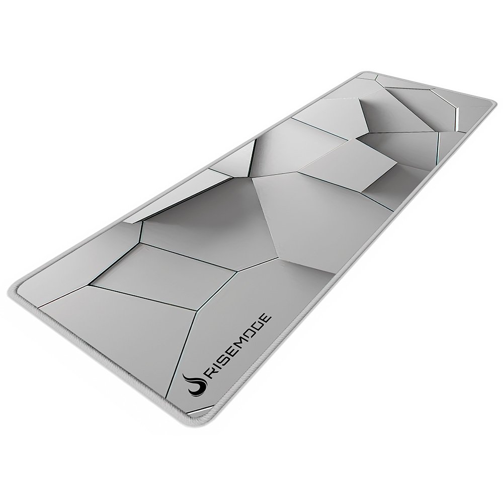 Mousepad Gamer Rise Mode 3D 02, Estendido 900x300mm, Borda Costurada, Branco - RM-MP-3D2-W