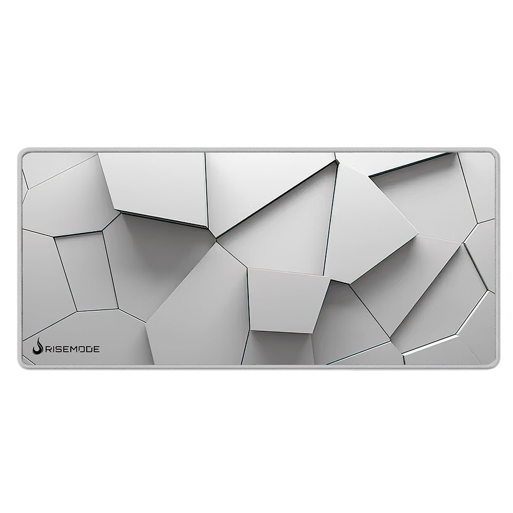 Mousepad Gamer Rise Mode 3D 02, Estendido Pro 900x400mm, Borda Costurada, Branco - RM-MPP-3D2-W Mousepad Gamer Rise Mode 3D 02, Estendido Pro 900x400mm, Borda Costurada, Branco - RM-MPP-3D2-W