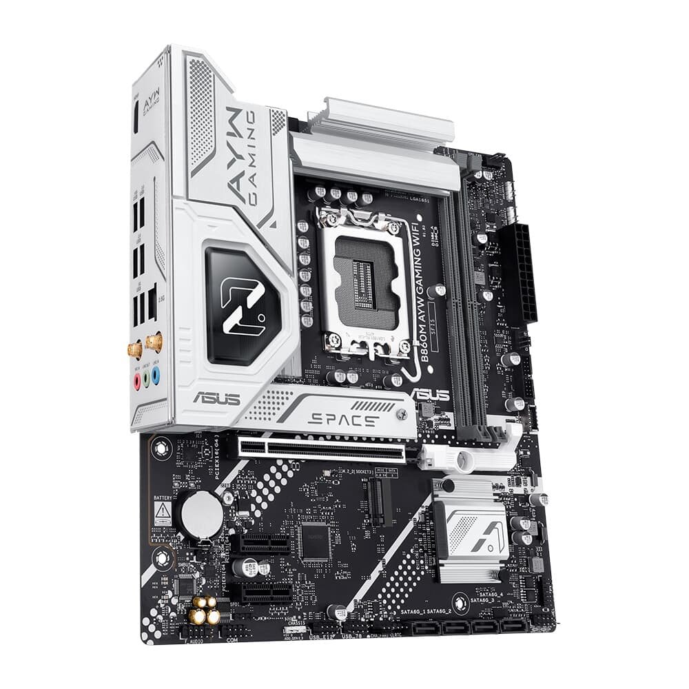 Imagem 2 de 9 do produto Placa Mãe ASUS B860M AYW GAMING WIFI, Intel LGA 1851, mATX, DDR5, Wi-fi, Bluetooth - B860M AYW GAMING WIFI