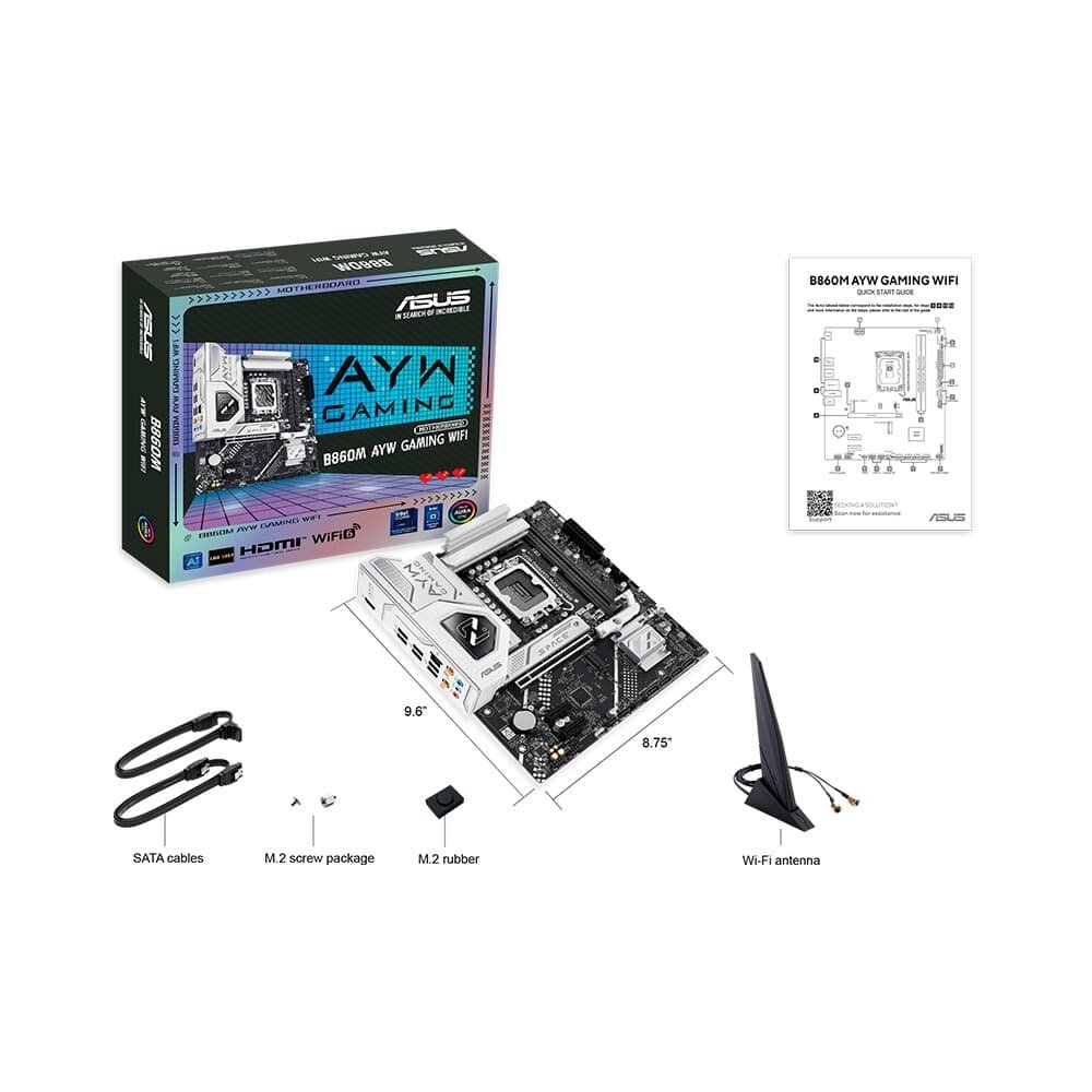 Imagem 9 de 9 do produto Placa Mãe ASUS B860M AYW GAMING WIFI, Intel LGA 1851, mATX, DDR5, Wi-fi, Bluetooth - B860M AYW GAMING WIFI