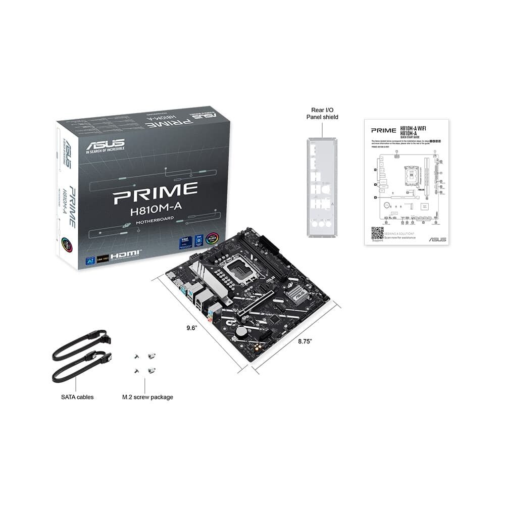 Placa Mãe ASUS PRIME H810M-A, Intel LGA 1851, mATX, DDR5, mATX, DDR5 - PRIME H810M-A