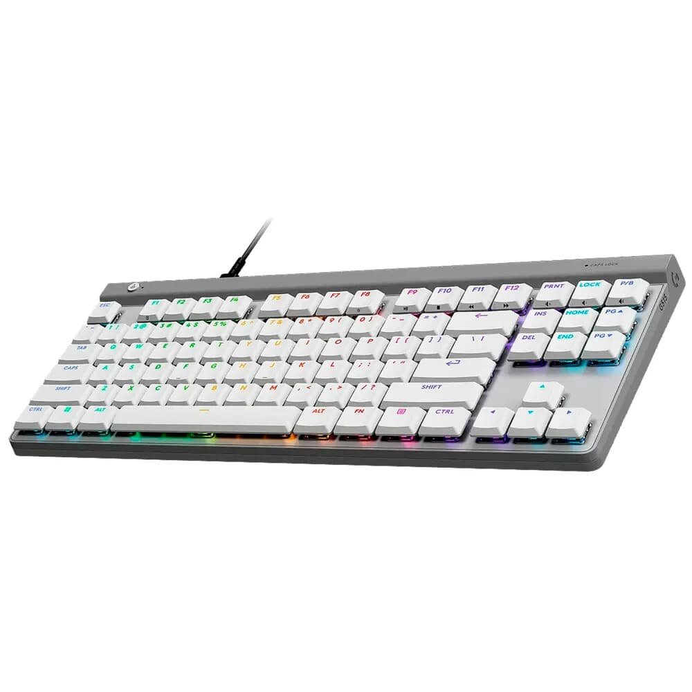 Teclado Mecânico Gamer Logitech G515 com Design TKL, RGB LIGHTSYNC e Switch GL Brown Tactile, USB-C Removível, Branco - 920-012869