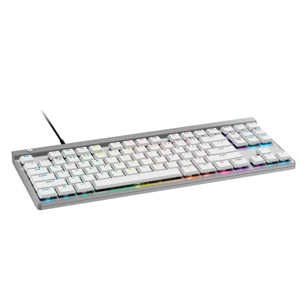 Teclado Mecânico Gamer Logitech G515 com Design TKL, RGB LIGHTSYNC e Switch GL Brown Tactile, USB-C Removível, Branco - 920-012869