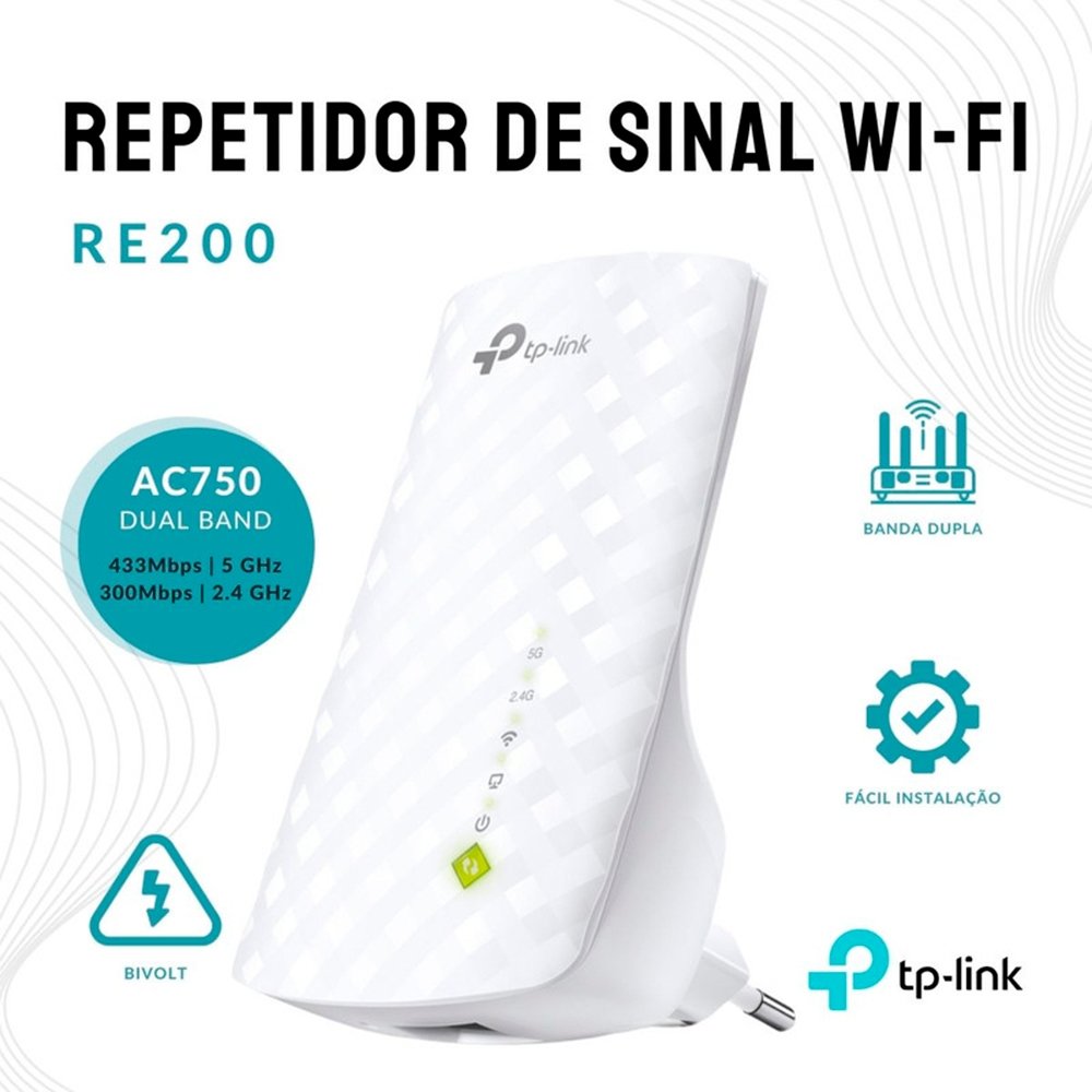 Repetidor TP-Link WiFi Range Extender AC750, 2.4GHz, Até 300Mpbs - RE200 - view 2