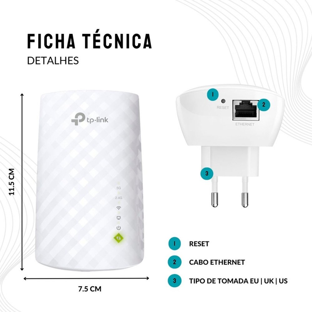 Repetidor TP-Link WiFi Range Extender AC750, 2.4GHz, Até 300Mpbs - RE200 - view 3