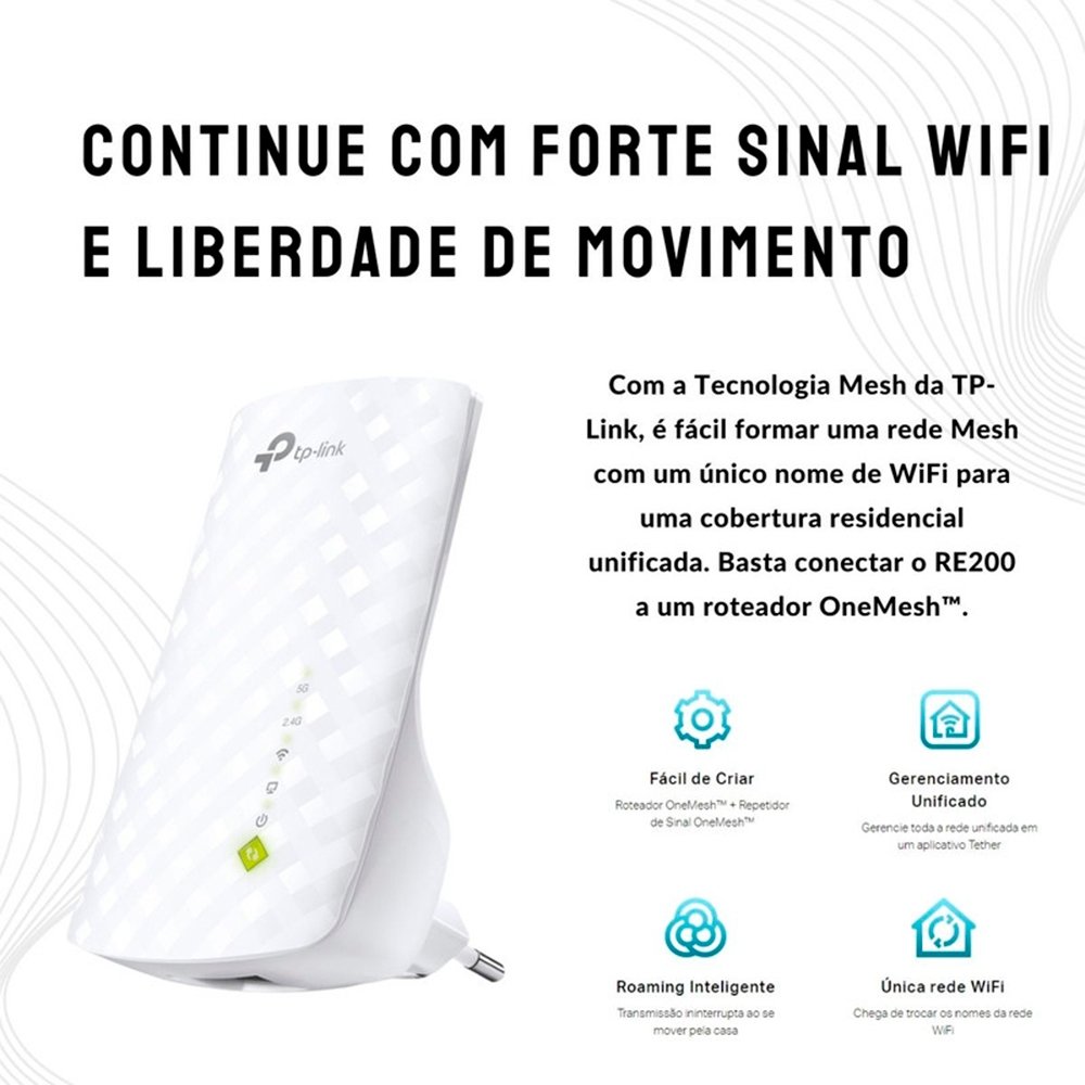 Repetidor TP-Link WiFi Range Extender AC750, 2.4GHz, Até 300Mpbs - RE200 - view 4