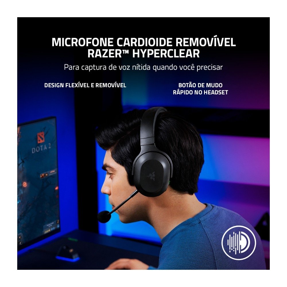 Headset Gamer Sem Fio ( Balão.info), Driver 40mm, Microfone Removível, Bateria de 50h, Multiplataforma, Wireless 2.4GHz, Bluetooth 5.2, Preto - RZ04-( Balão.info - foto 4