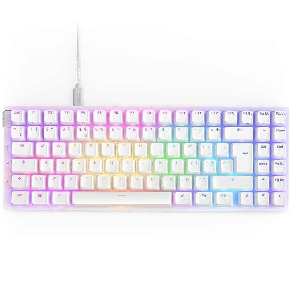 Teclado Óptico Gamer NZXT Function 2 MiniTKL, RGB, USB-C, Layout US, Branco - KB-002NW-US