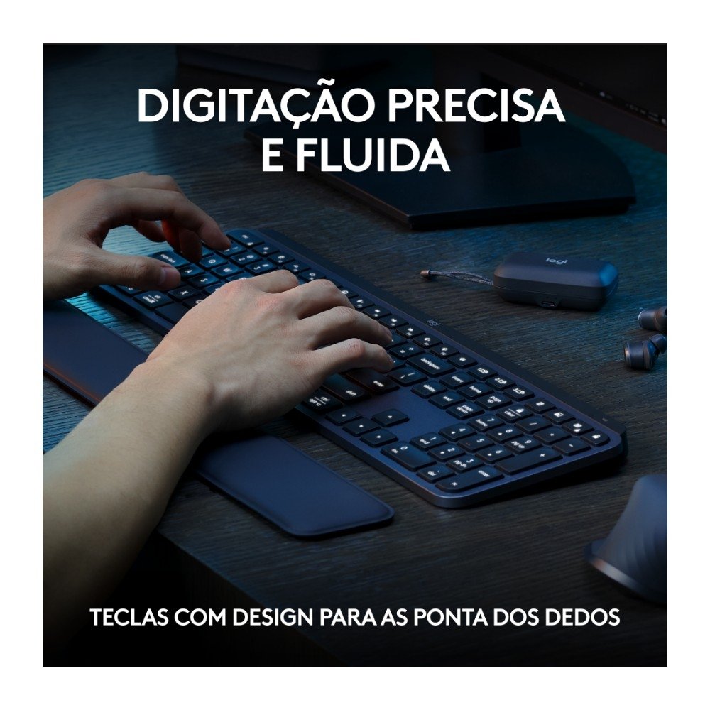 Kit Teclado e Mouse Sem Fio ( Balão.info) S, Bluetooth ou Receptor Logi Bolt, com Apoio para as Mãos, Grafite - 920-( Balão.info - foto 3
