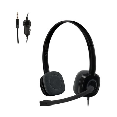 Headset com fio Logitech H151 com Microfone com Redução de Ruído e Conexão 3,5mm - 981-000587