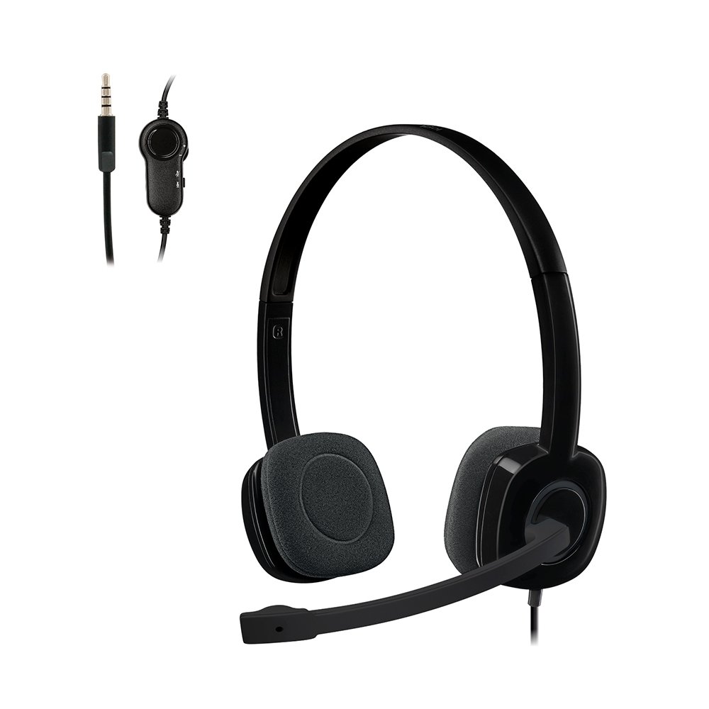 Headset com fio Logitech H151 com Microfone com Redução de Ruído e Conexão 3,5mm - 981-000587