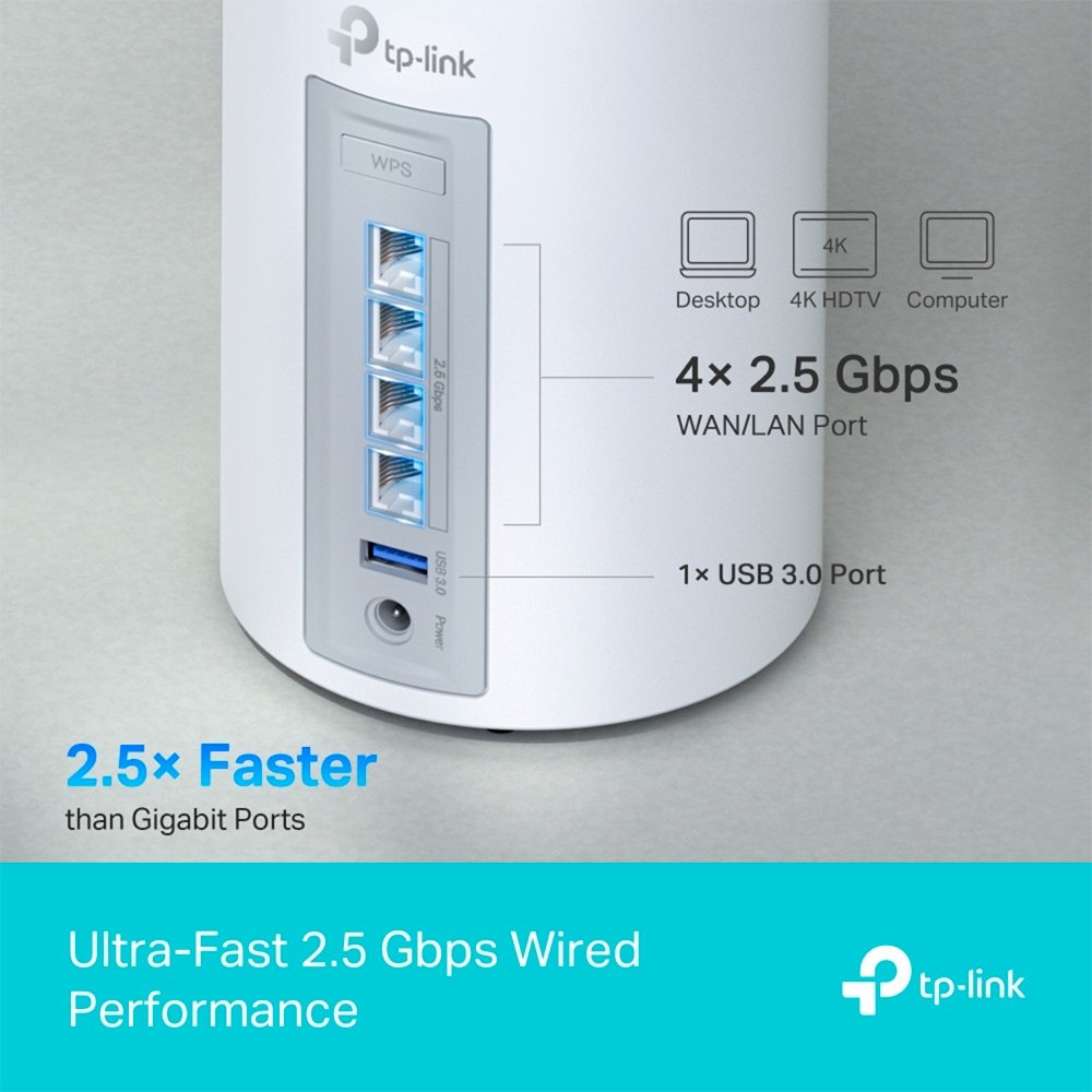 Roteador TP Link Deco BE65 Mesh WI-FI 7, 2.5G, Tri-Band, BE11000, Pacote com 1 Unidade - Deco BE65(1-pack)(US) - view 4