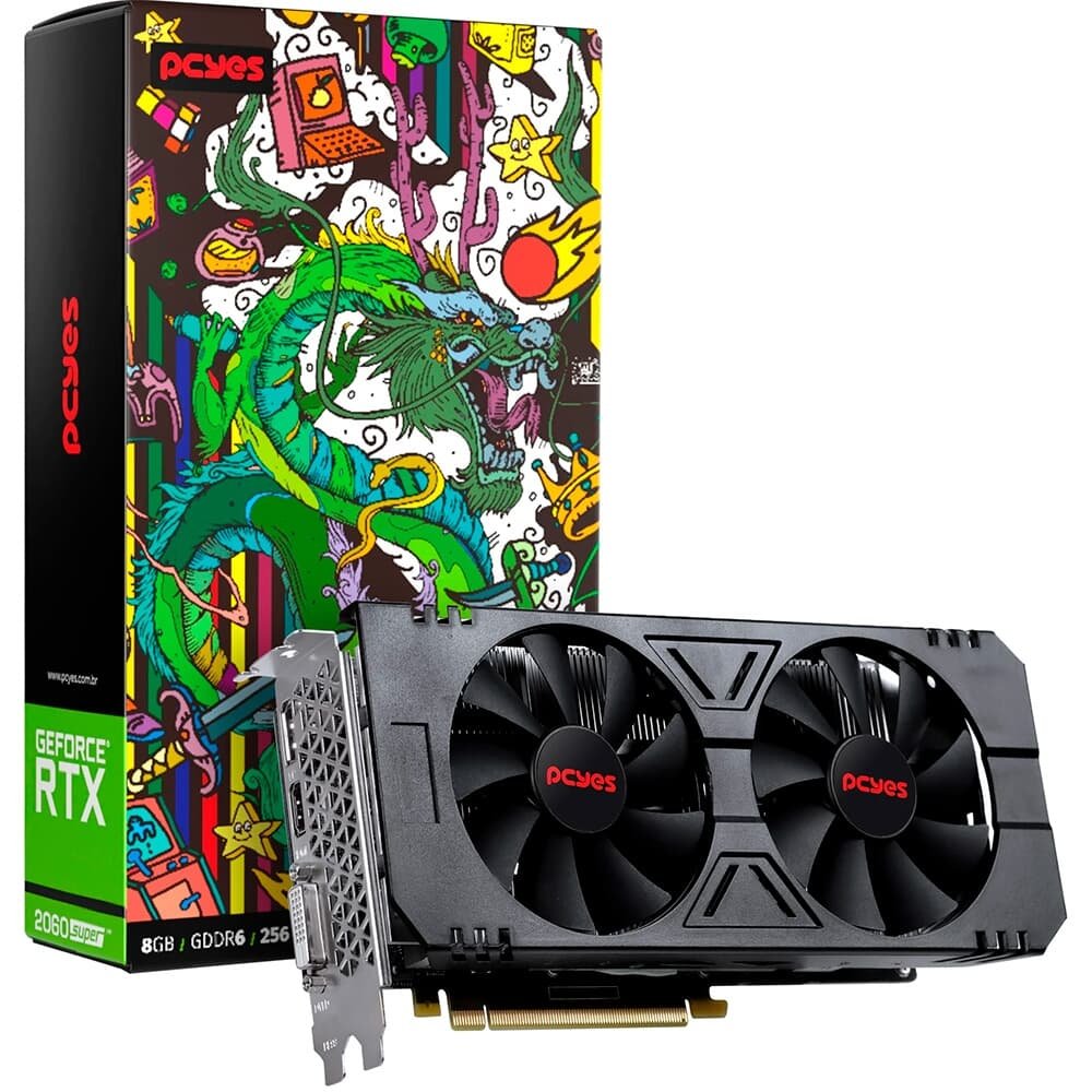 Placa de Vídeo Pcyes Rtx 2060 Super, 8GB, GDDR6, 256Bit, Graffiti Series - PA2060S25608G6FS