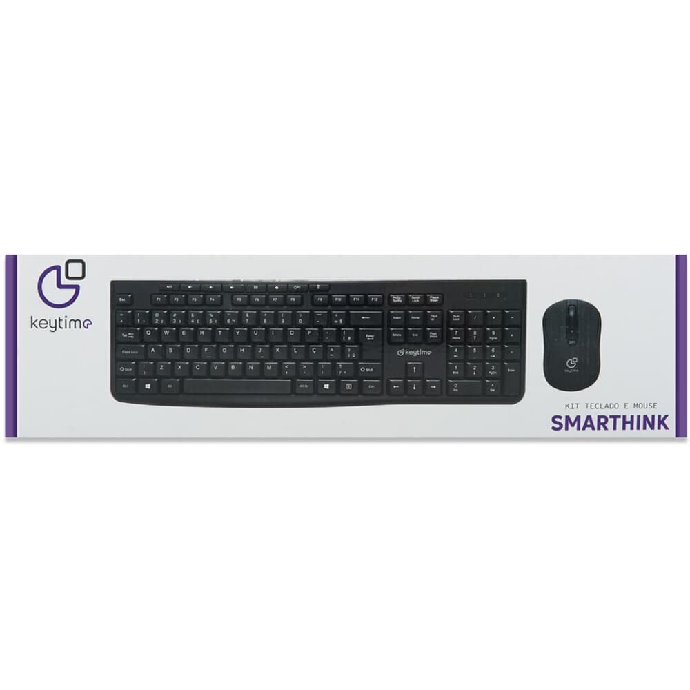 Kit Teclado e Mouse Sem Fio Keytime Smathink, Membrana, Full Size, ABNT2, 1600DPI, Preto - KYT00014 - view 4