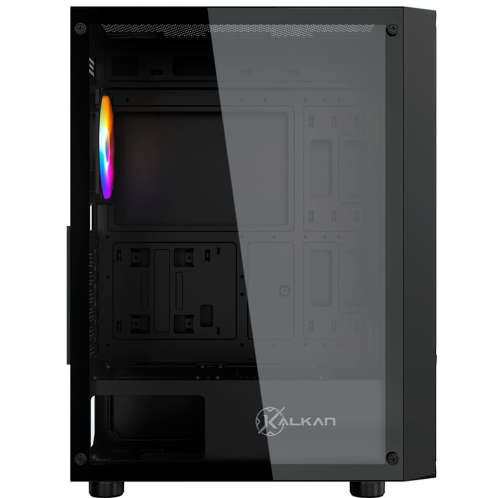 Gabinete Kalkan Joturn, RGB, Mid Tower, Lateral em Vidro, 4X Fans ARGB, Preto - ( Balão.info - view 3